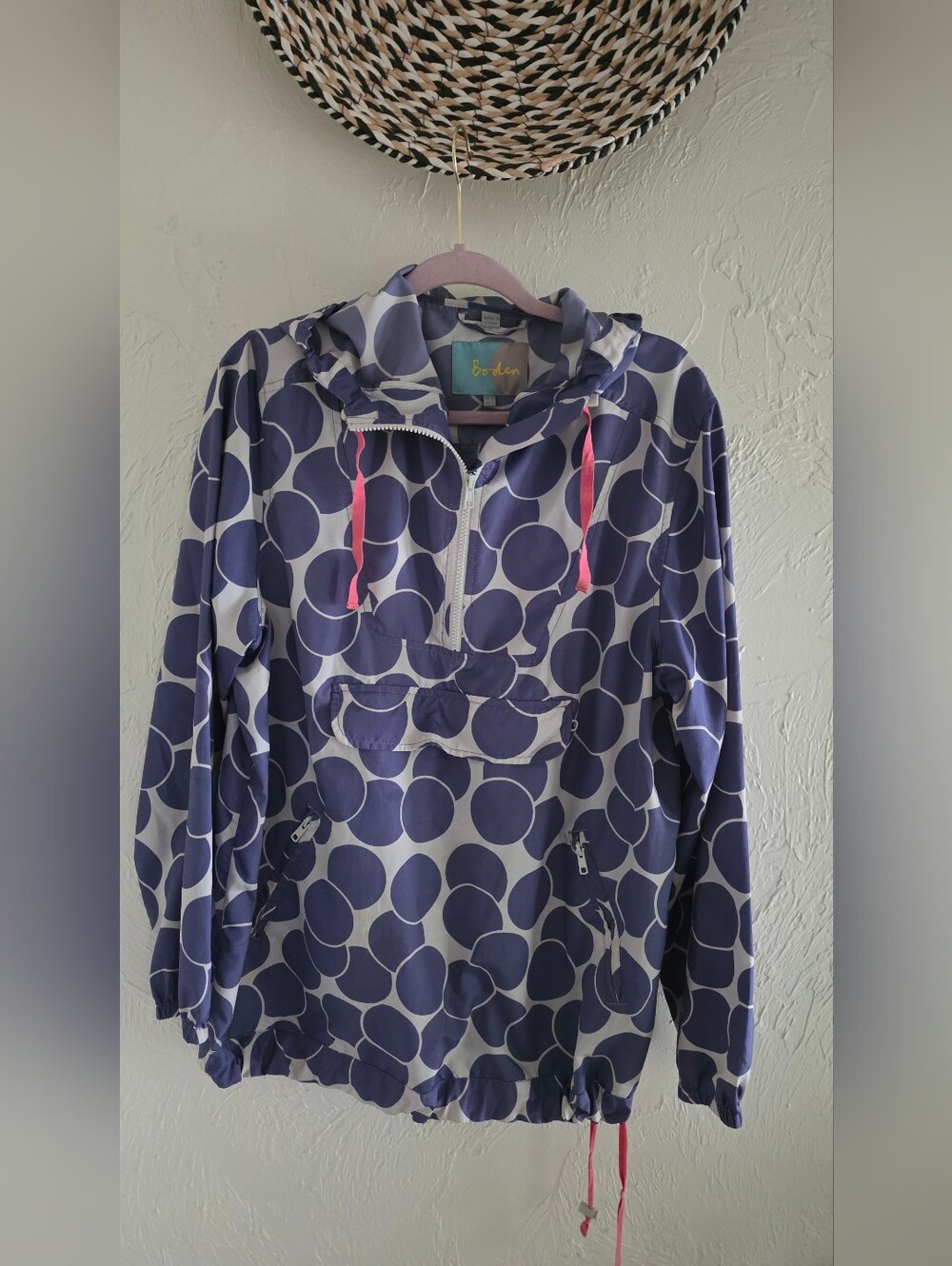 Boden Polka-dot Hooded Pullover Windbreaker